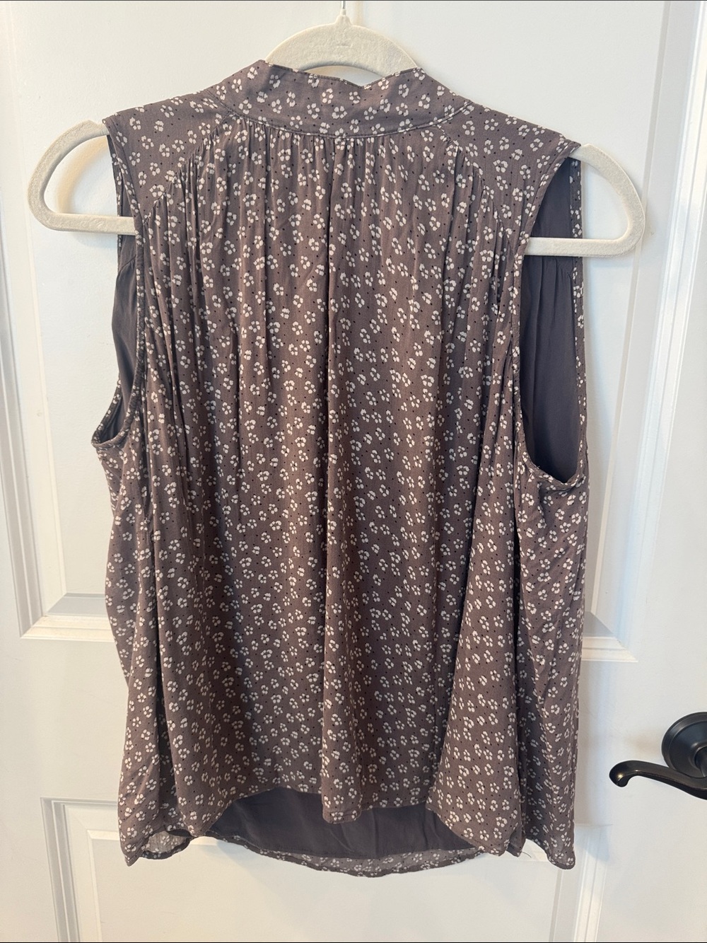 Anthropologie Sleeveless Floral Print Blouse - Taupe